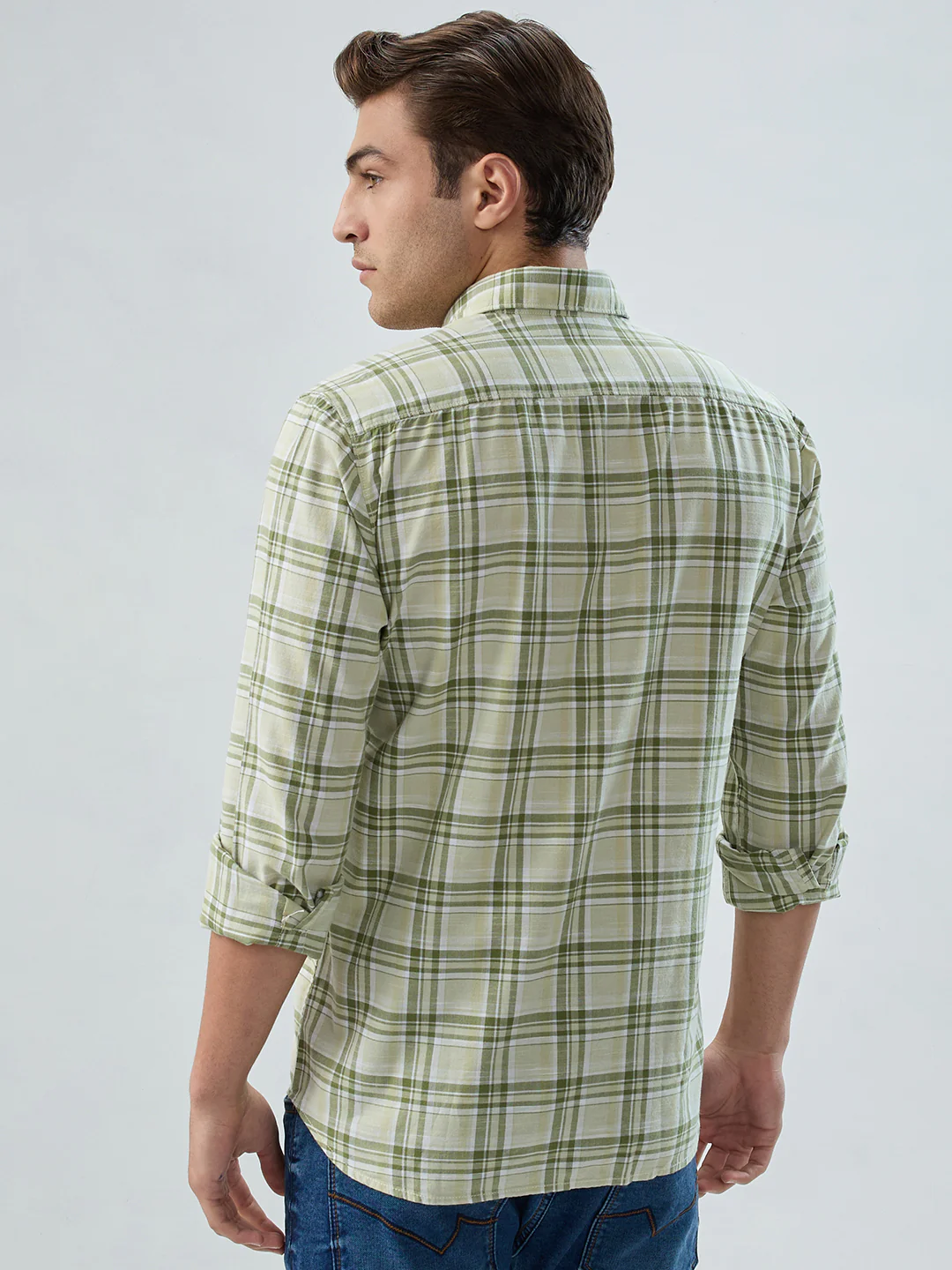 Parx Men Green Checks Slim Fit Cotton Shirt - Image 4