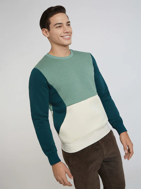 Parx Men Green Cut & Sew Regular Fit Cotton Blend Sweatshirt - Image 2