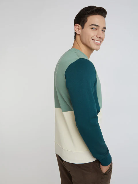 Parx Men Green Cut & Sew Regular Fit Cotton Blend Sweatshirt - Image 4