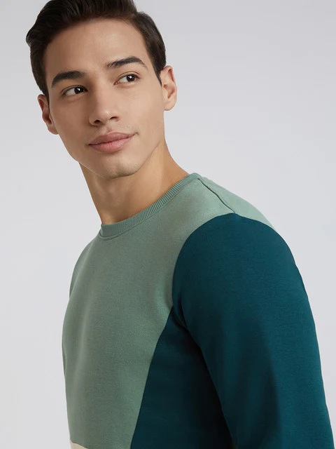 Parx Men Green Cut & Sew Regular Fit Cotton Blend Sweatshirt - Image 6