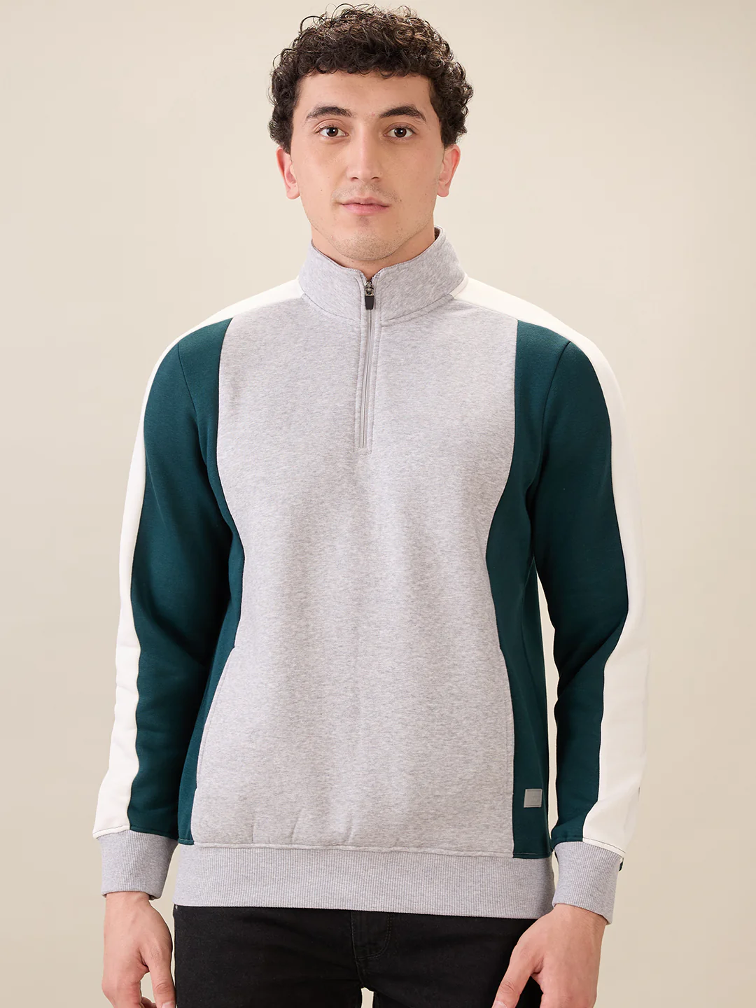 Parx Men Green Cut & Sew Regular Fit Cotton Blend Sweatshirt