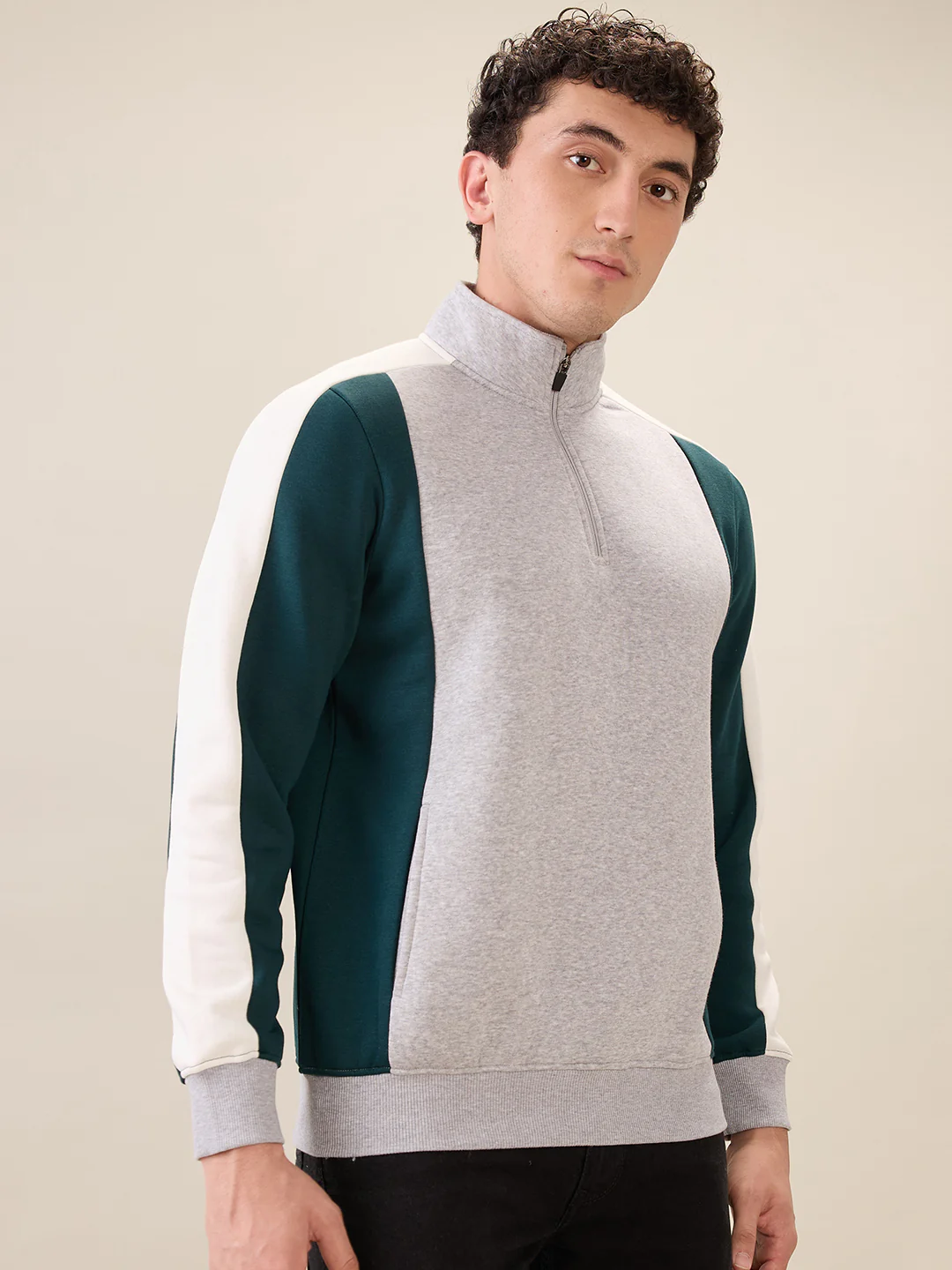 Parx Men Green Cut & Sew Regular Fit Cotton Blend Sweatshirt - Image 2