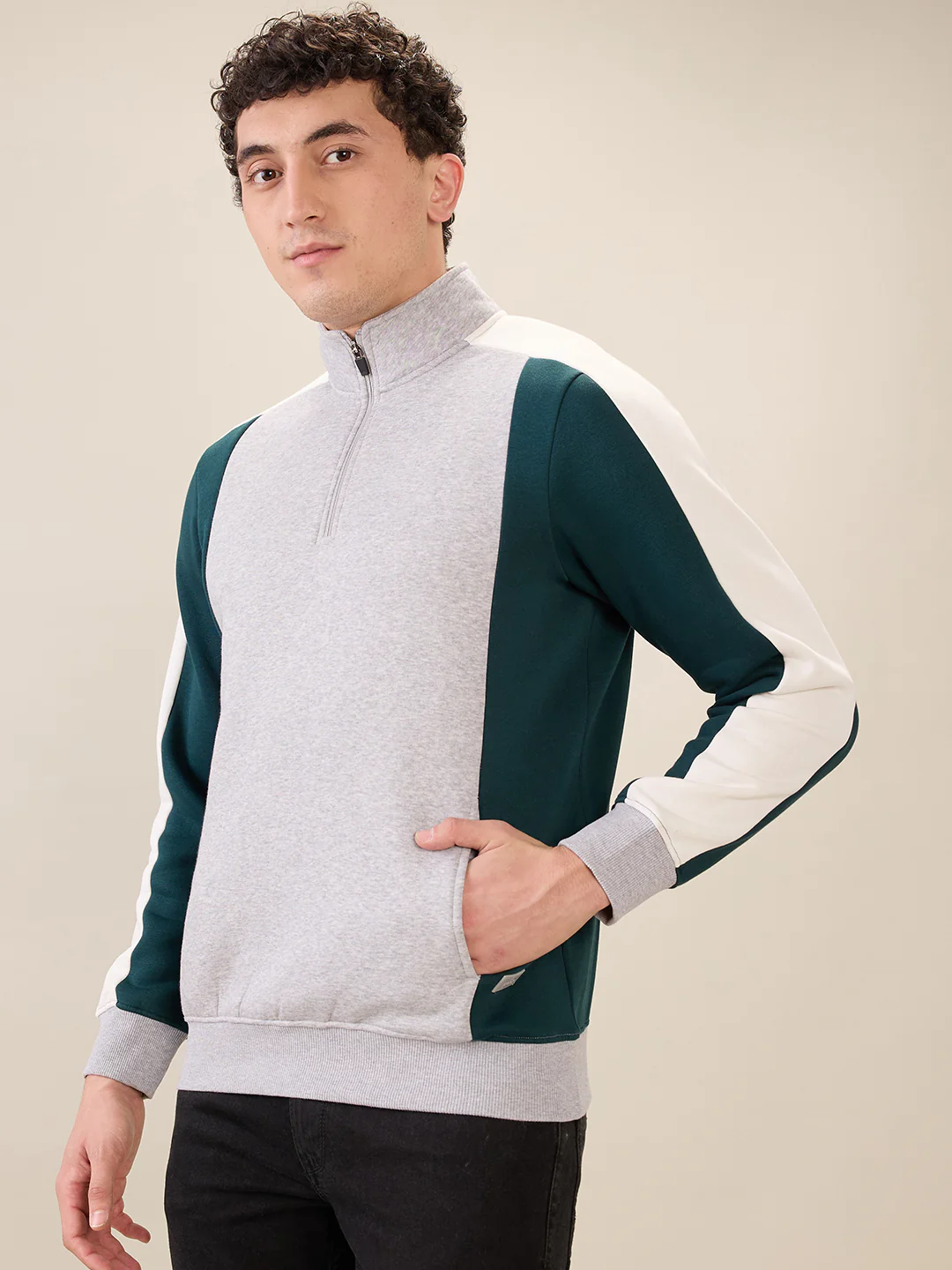 Parx Men Green Cut & Sew Regular Fit Cotton Blend Sweatshirt - Image 3