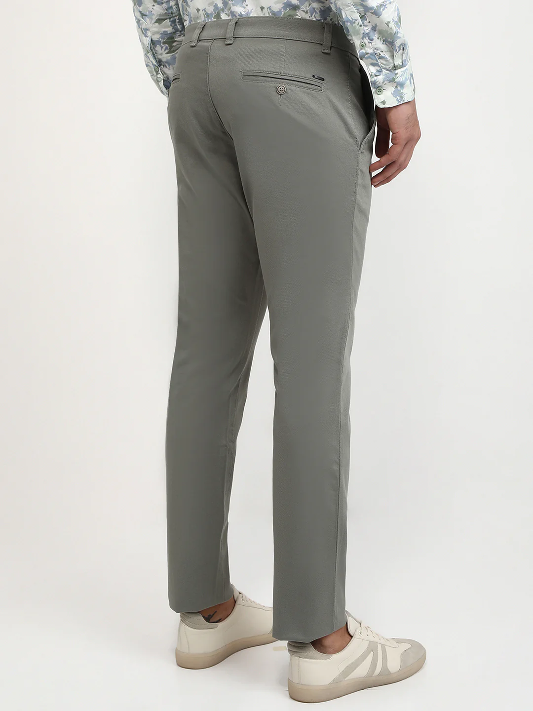 Parx Men Green Dobby Low Rise Tapered Fit Cotton Blend Trouser - Image 4