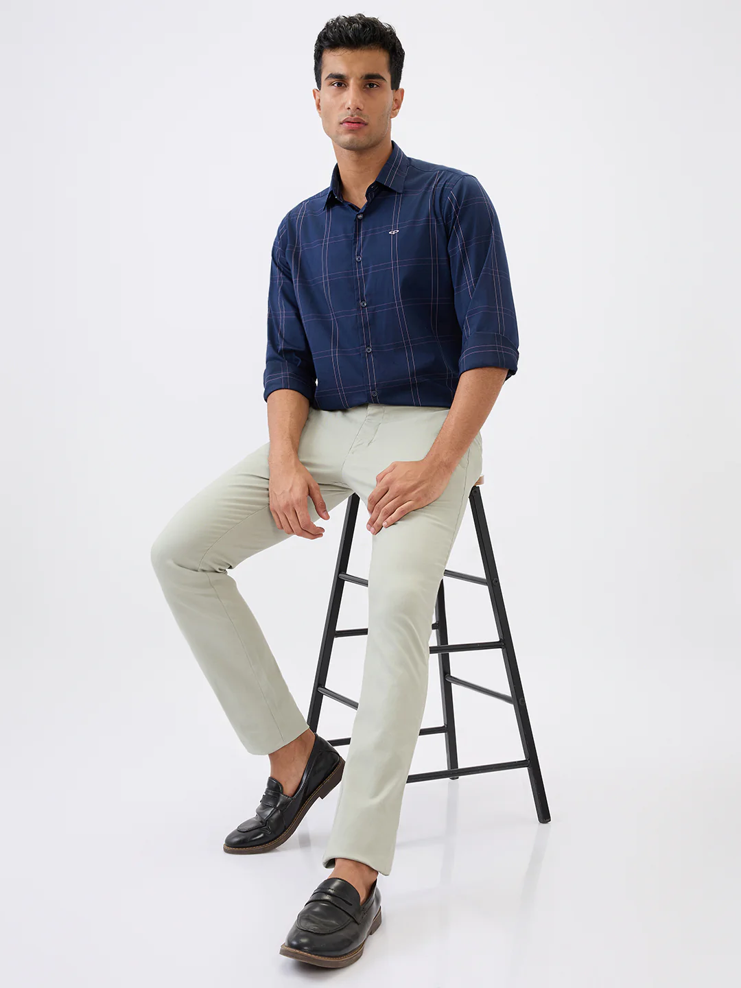 Parx Men Green Dobby Super Slim Fit Cotton Blend Trouser - Image 6