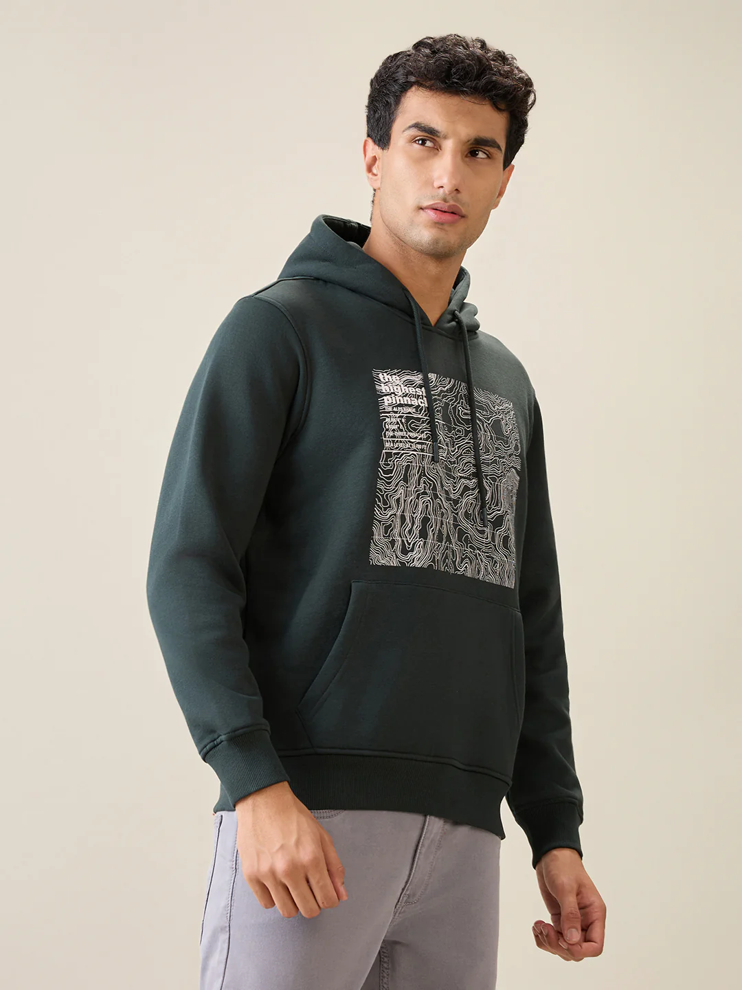 Parx Men Green Graphic Regular Fit Cotton Blend Full Sleeve Sweatshirt - Image 3