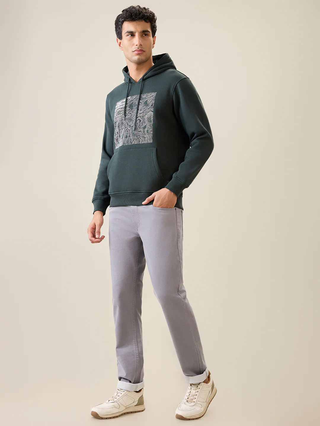 Parx Men Green Graphic Regular Fit Cotton Blend Full Sleeve Sweatshirt - Image 5