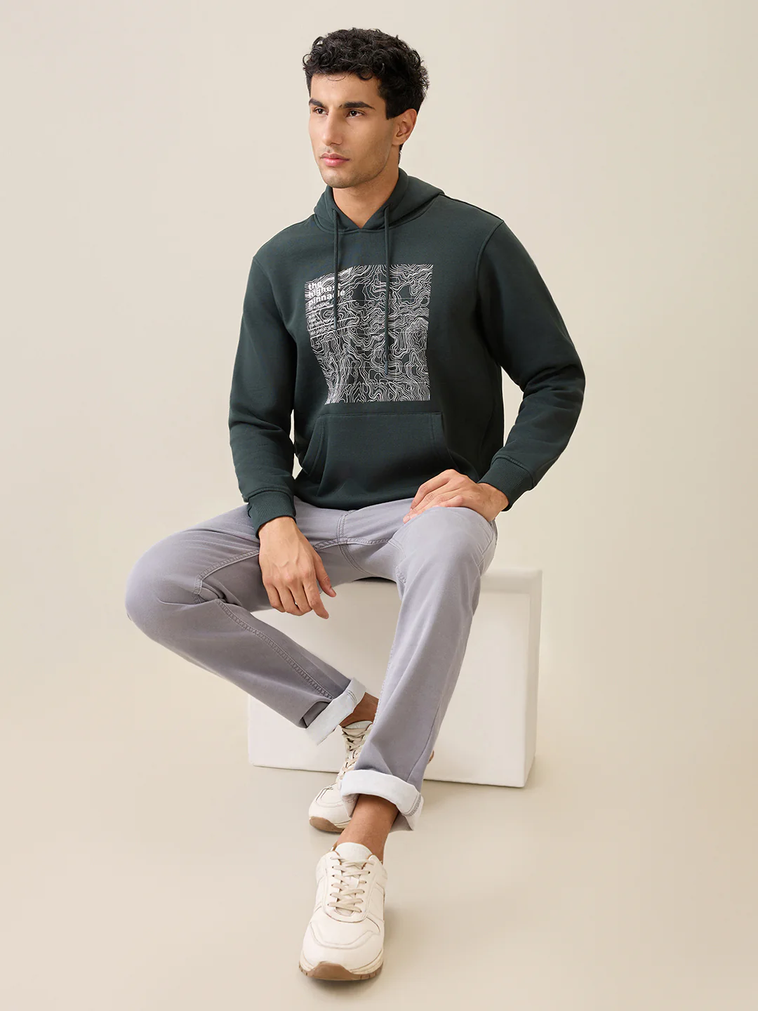 Parx Men Green Graphic Regular Fit Cotton Blend Full Sleeve Sweatshirt - Image 6