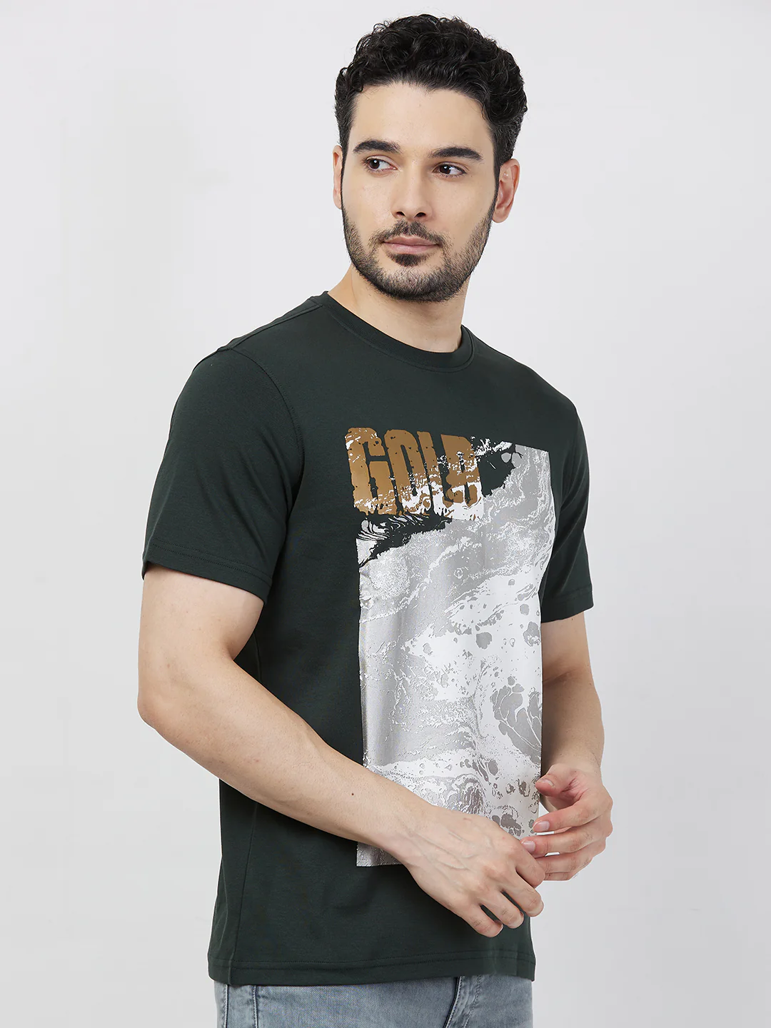 Parx Men Green Graphic Regular Fit Cotton Blend T-Shirt - Image 2