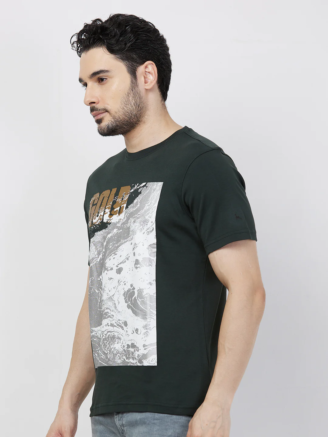 Parx Men Green Graphic Regular Fit Cotton Blend T-Shirt - Image 3