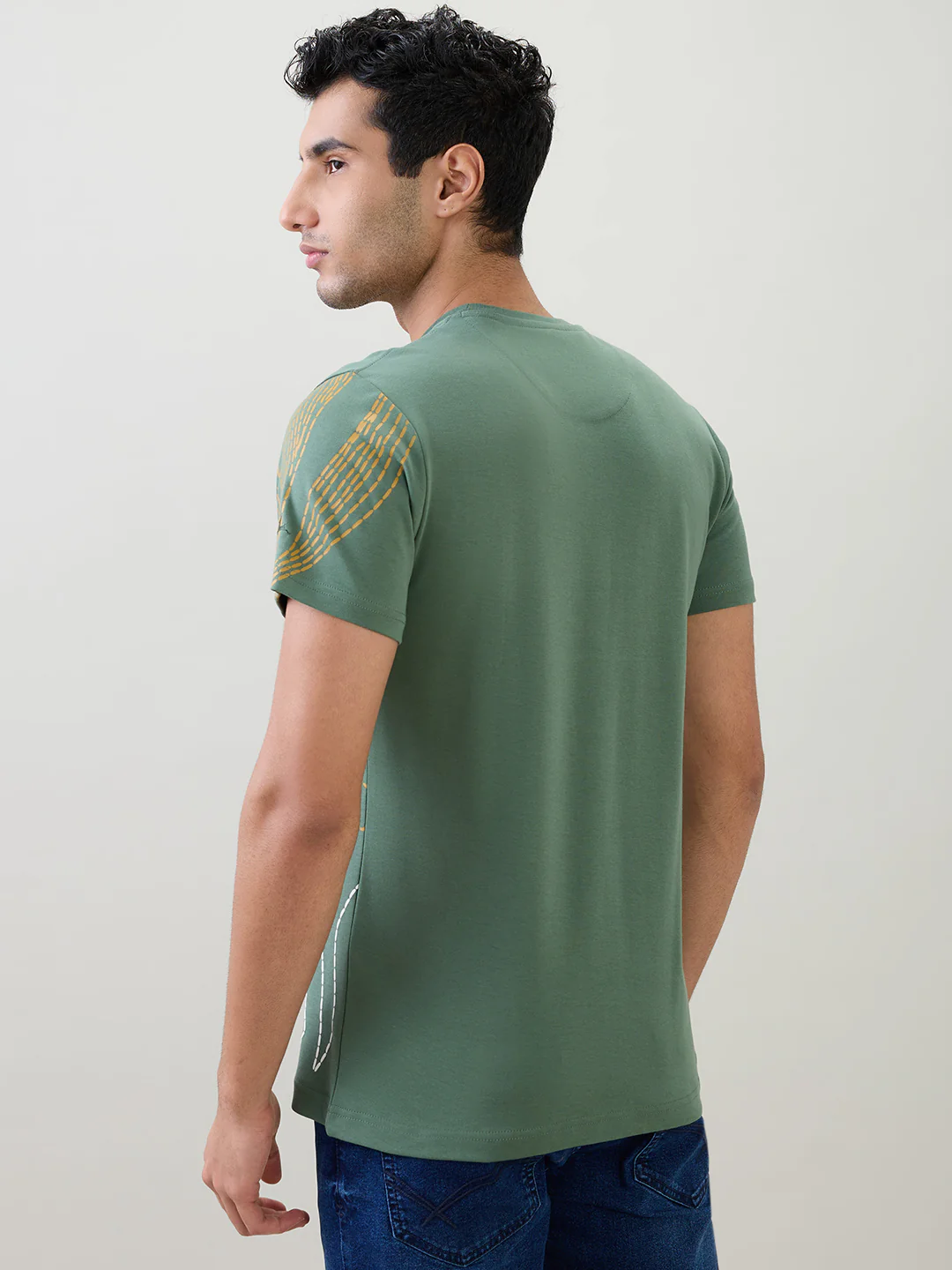 Parx Men Green Graphic Regular Fit Cotton Half Sleeve T-Shirt - Image 4