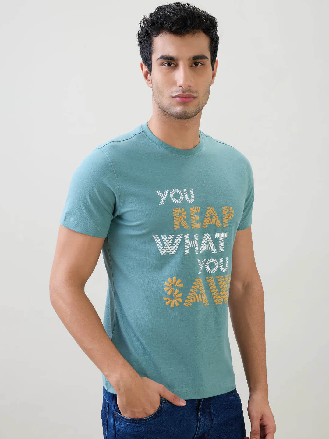 Parx Men Green Graphic Regular Fit Cotton Half Sleeve T-Shirt - Image 2