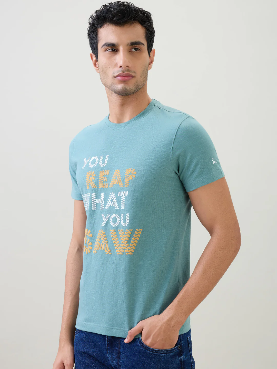 Parx Men Green Graphic Regular Fit Cotton Half Sleeve T-Shirt - Image 3