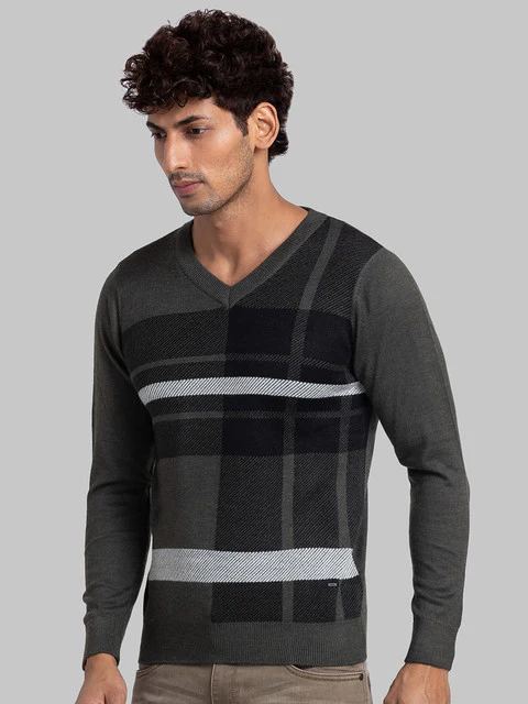 Parx Men Green Intarsia Acrylic Sweater - Image 3