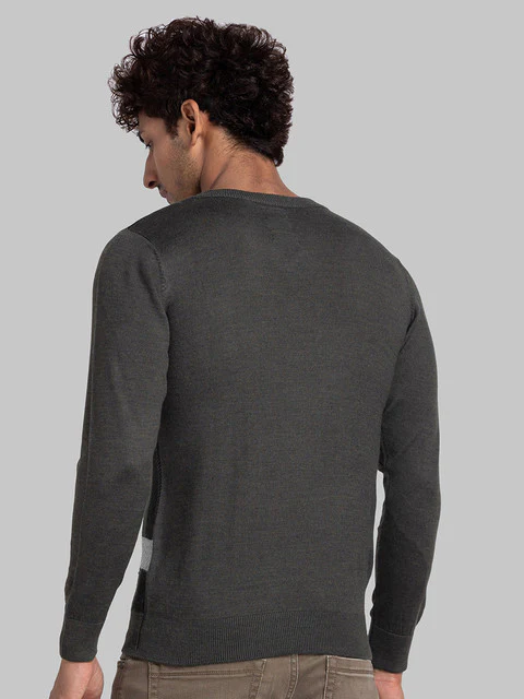 Parx Men Green Intarsia Acrylic Sweater - Image 4