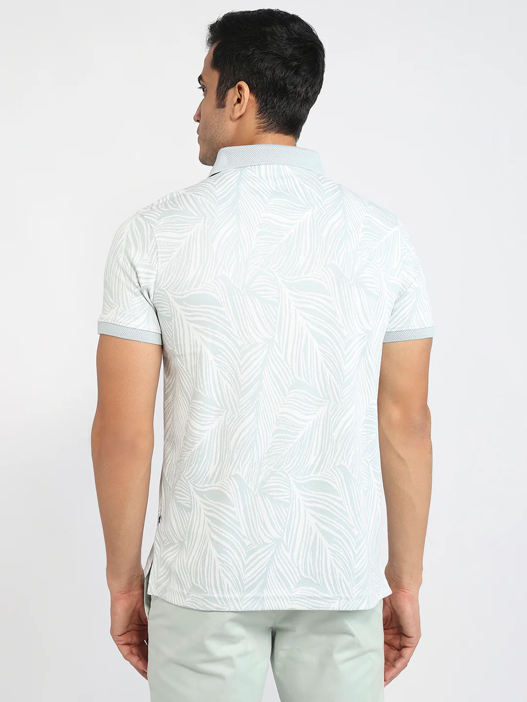 Parx Men Green Jacquard Regular Fit Polyester Blend T-shirt - Image 4