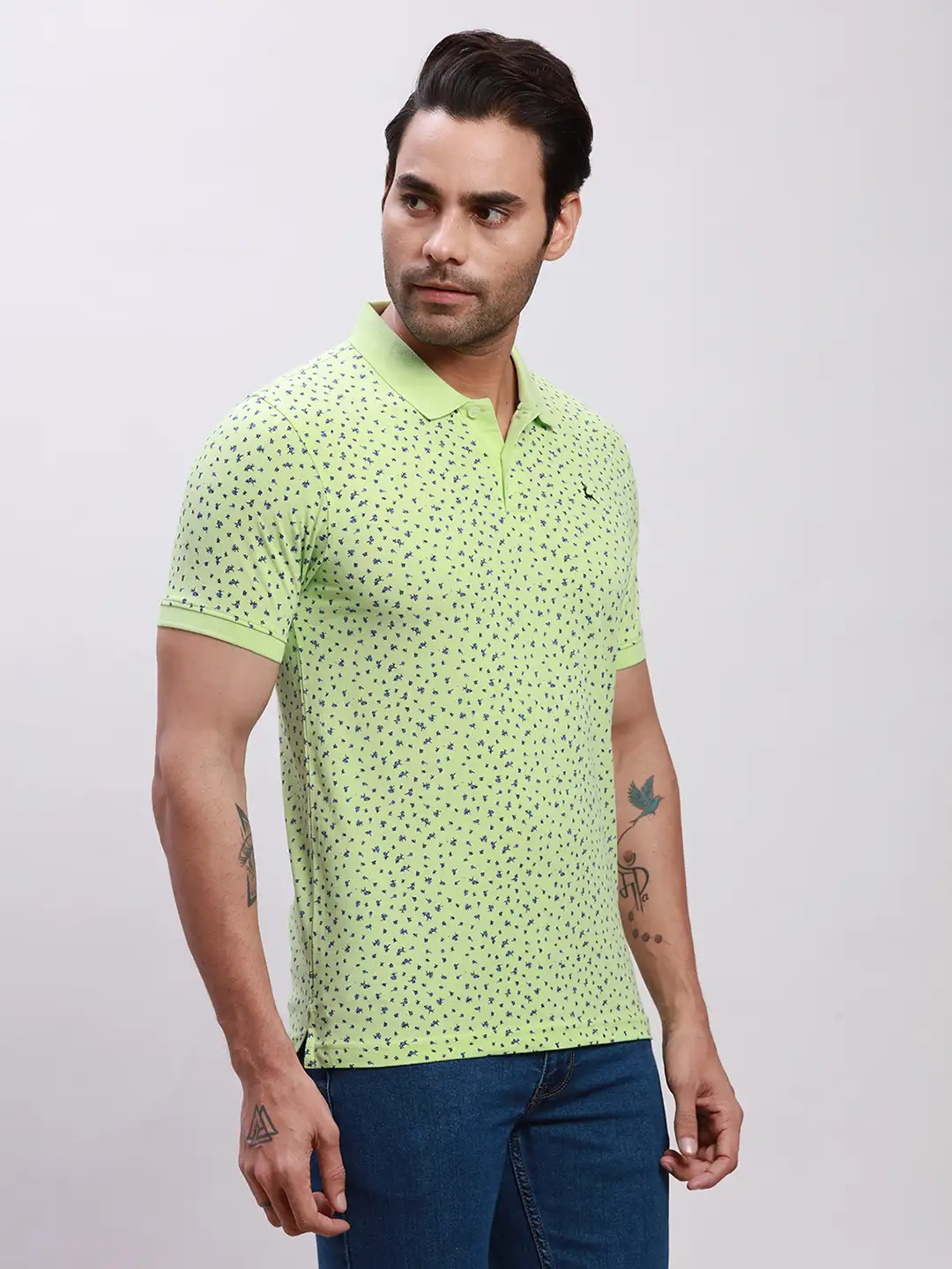 Parx Men Green Print Regular Fit Cotton T-Shirt - Image 2