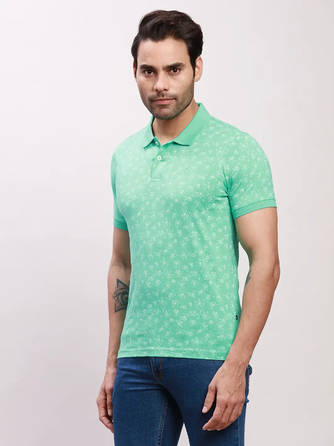 Parx Men Green Print Regular Fit Cotton T-Shirt - Image 3