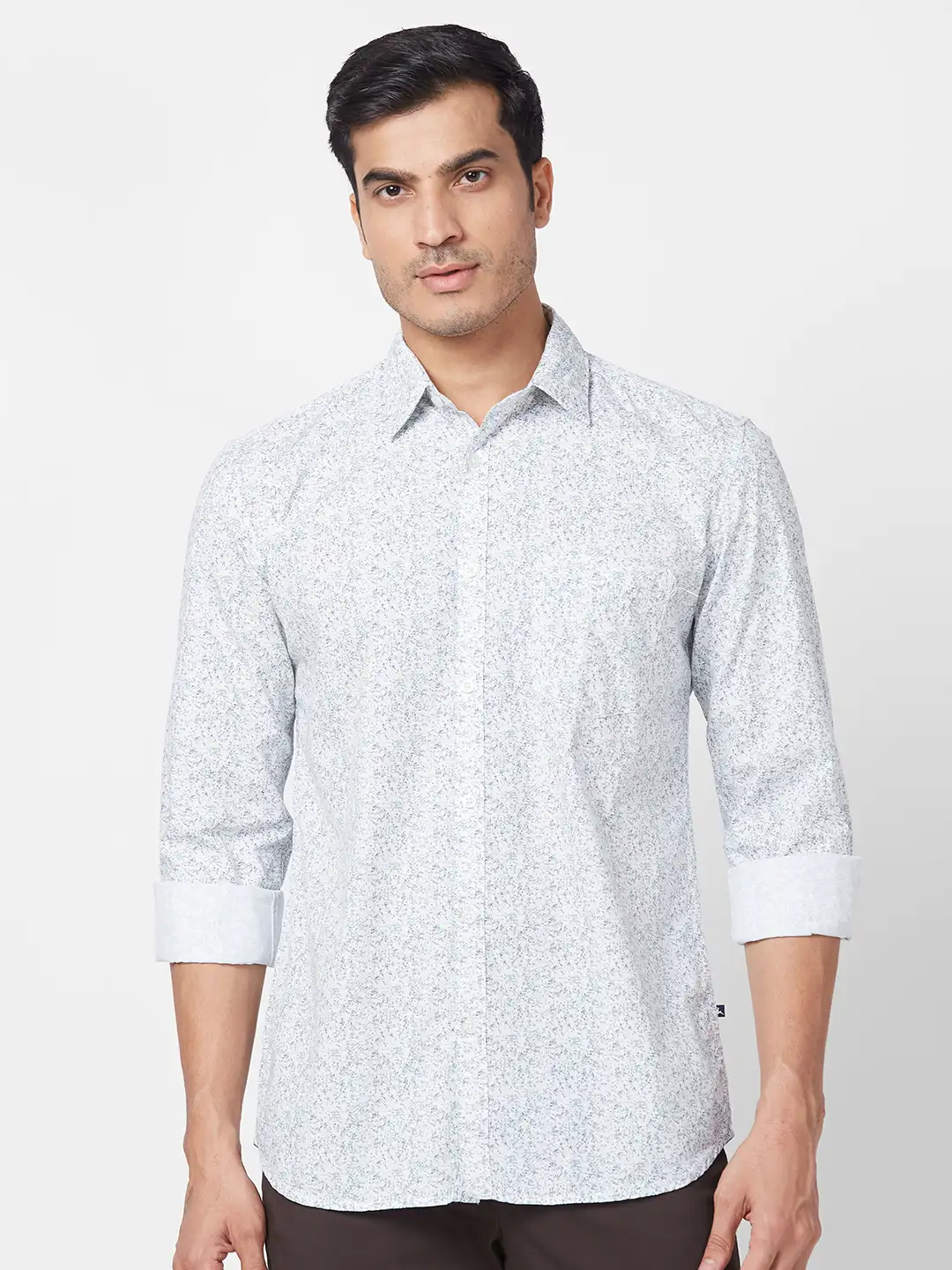 Parx Men White Printed Slim Fit Cotton Casual Shirt