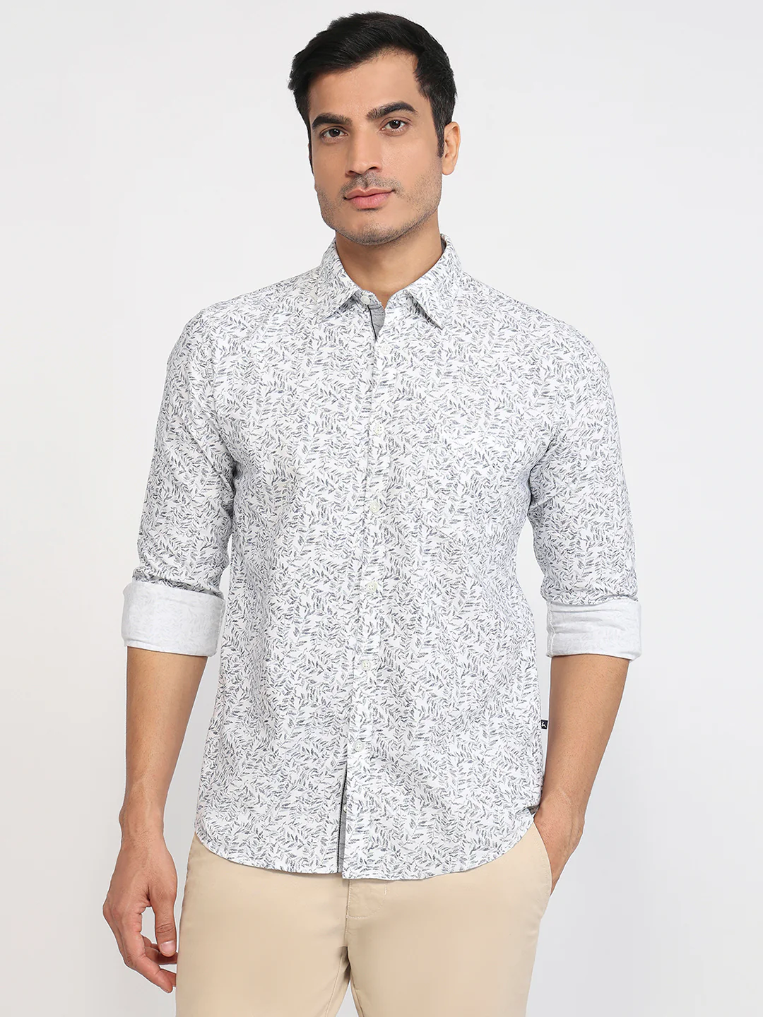 Parx Men Green Print Slim Fit Cotton Shirt