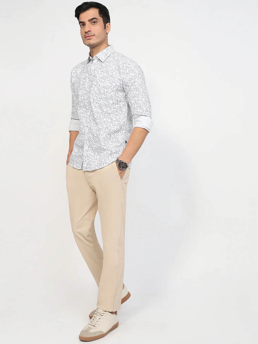 Parx Men Green Print Slim Fit Cotton Shirt - Image 5