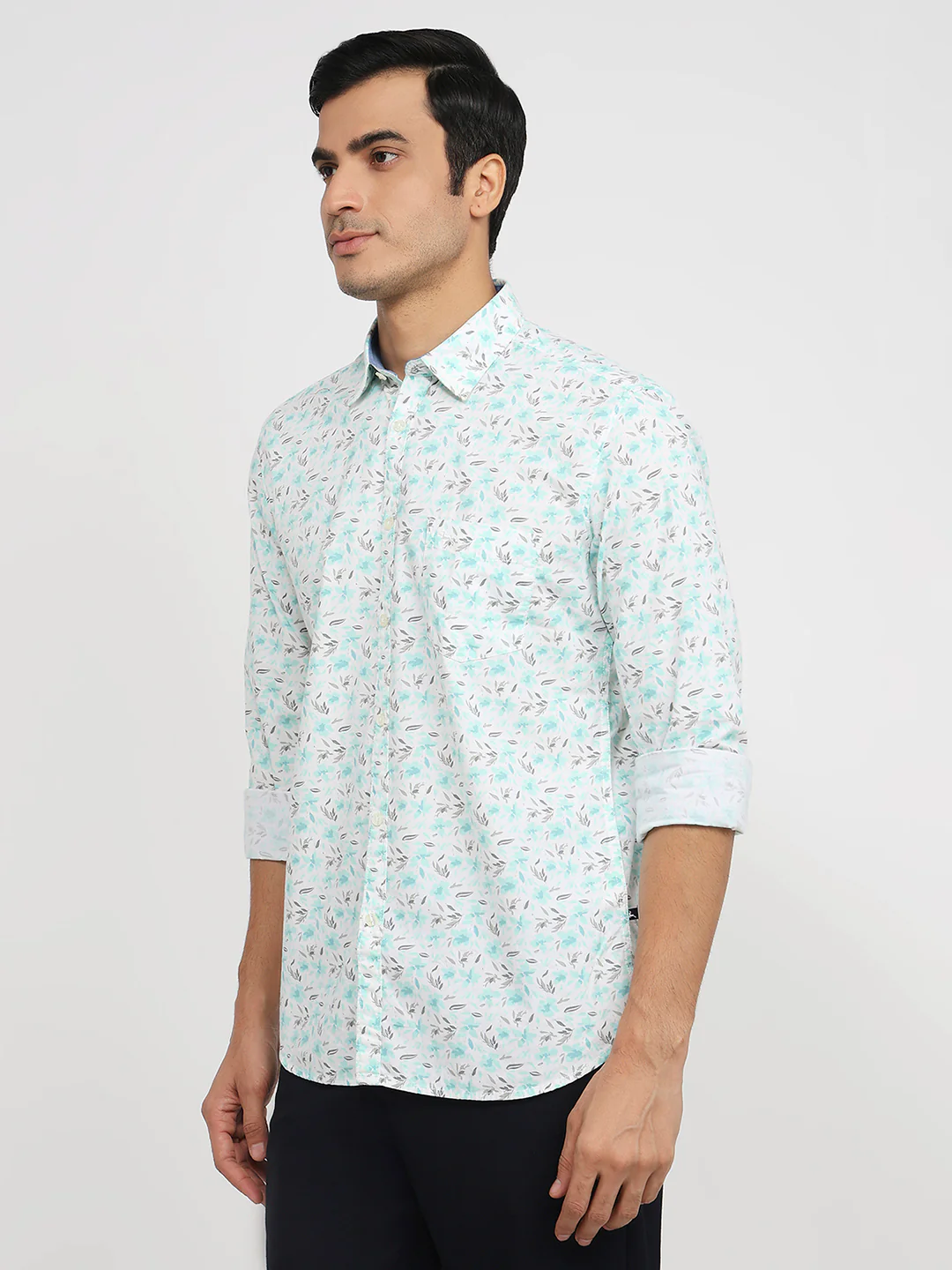 Parx Men Green Print Slim Fit Cotton Shirt - Image 2