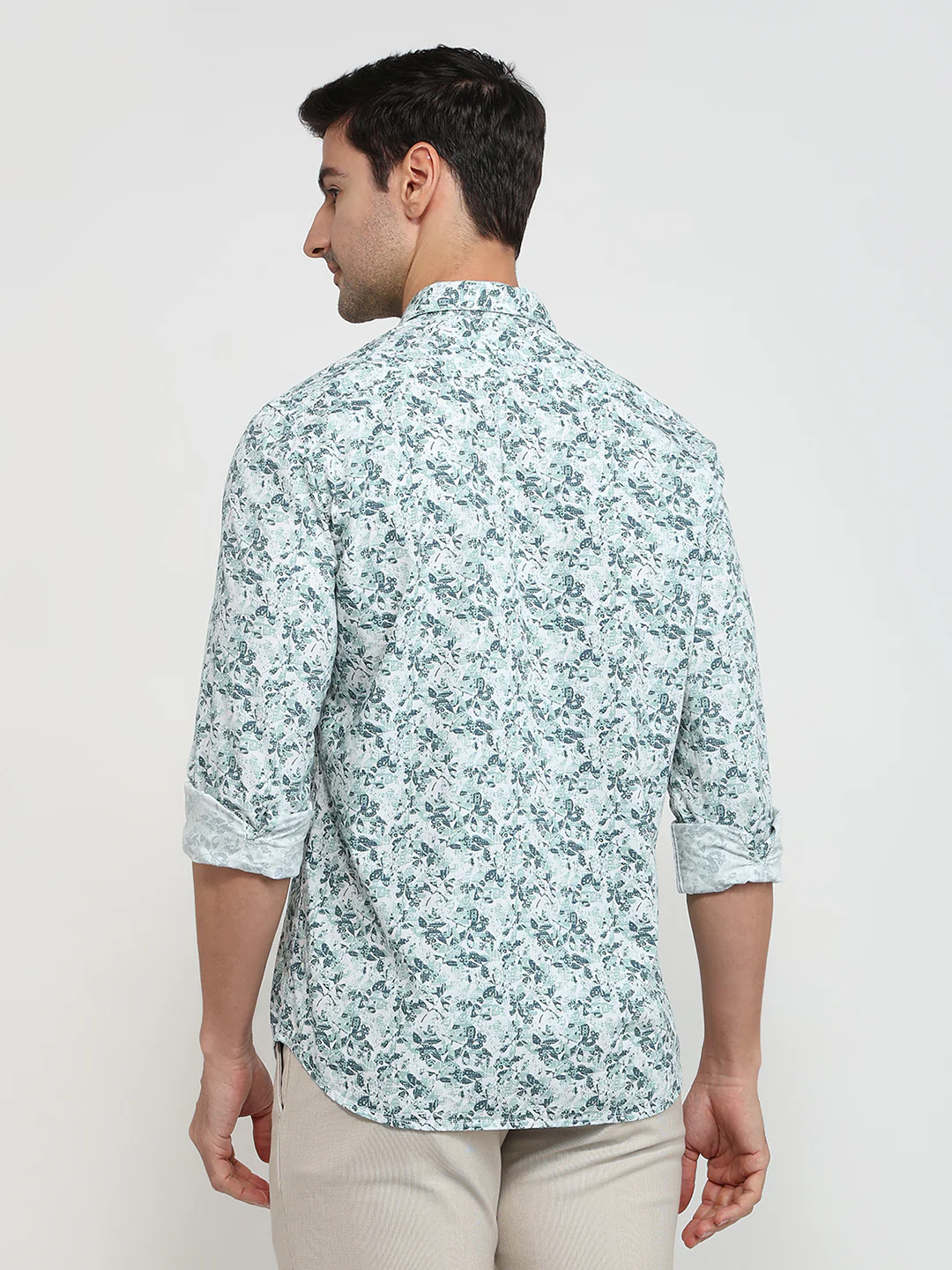 Parx Men Green Print Slim Fit Cotton Shirt - Image 4