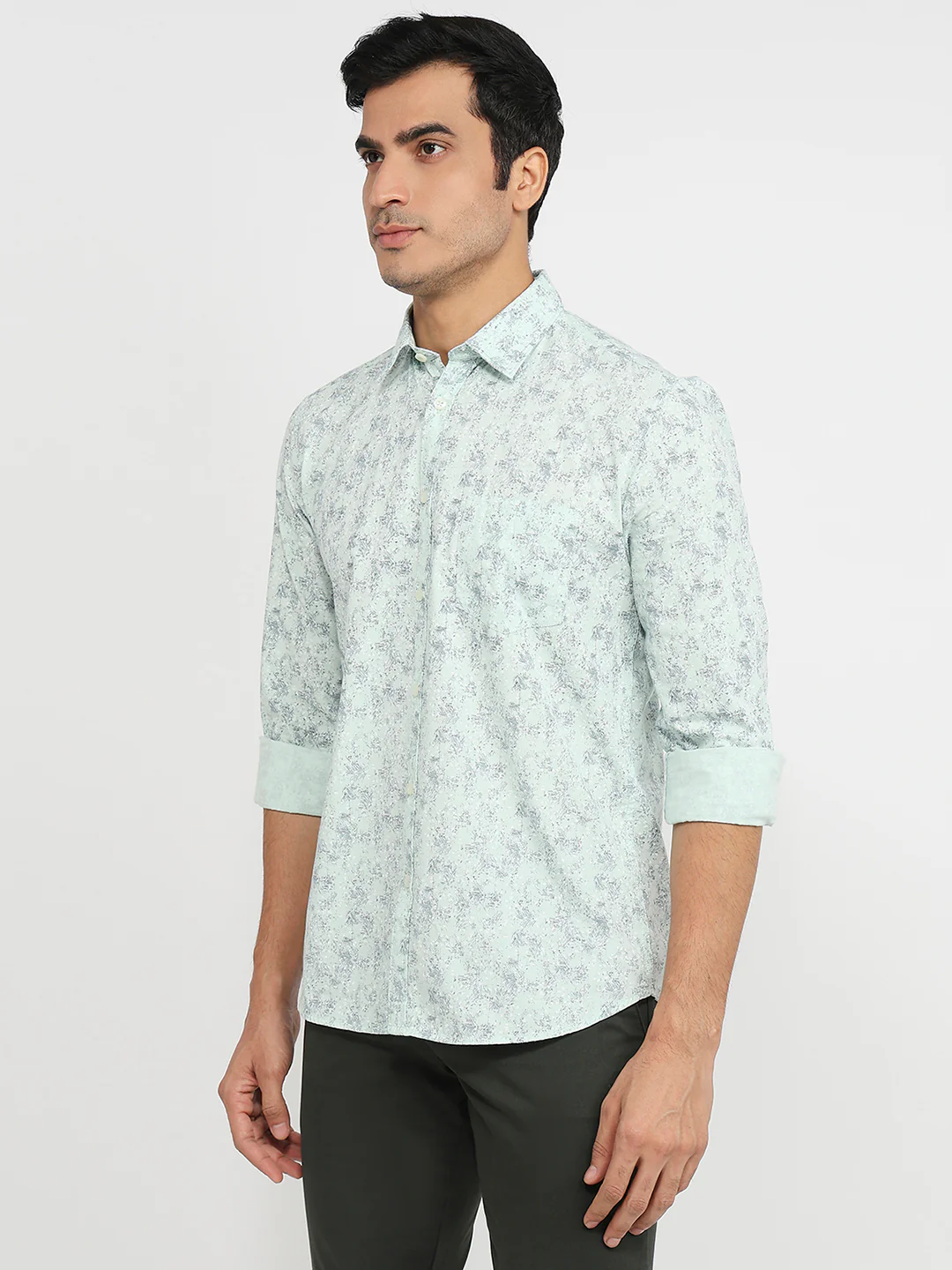Parx Men Green Print Slim Fit Cotton Shirt - Image 2