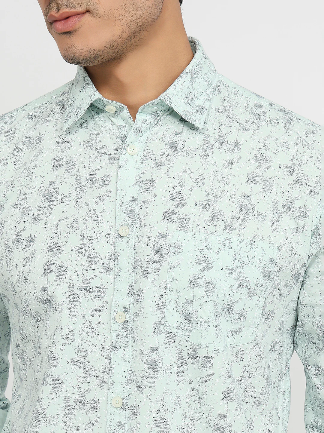 Parx Men Green Print Slim Fit Cotton Shirt - Image 6