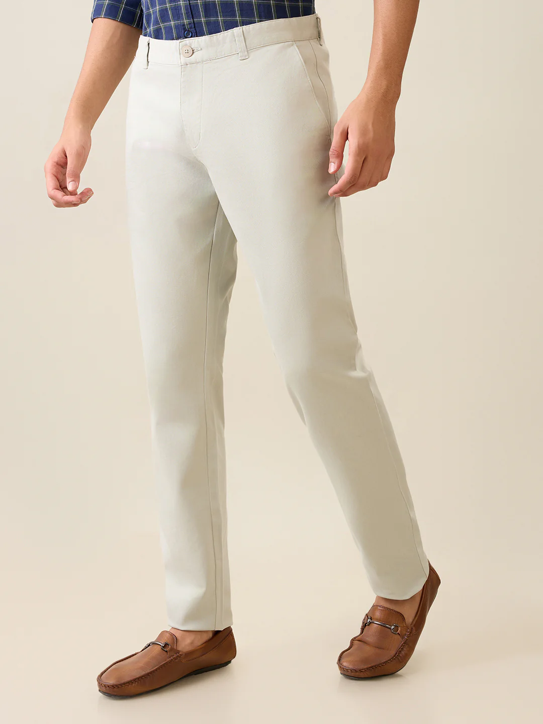 Parx Men Green Printed Low Rise Tapered Fit Cotton Blend Trouser - Image 2