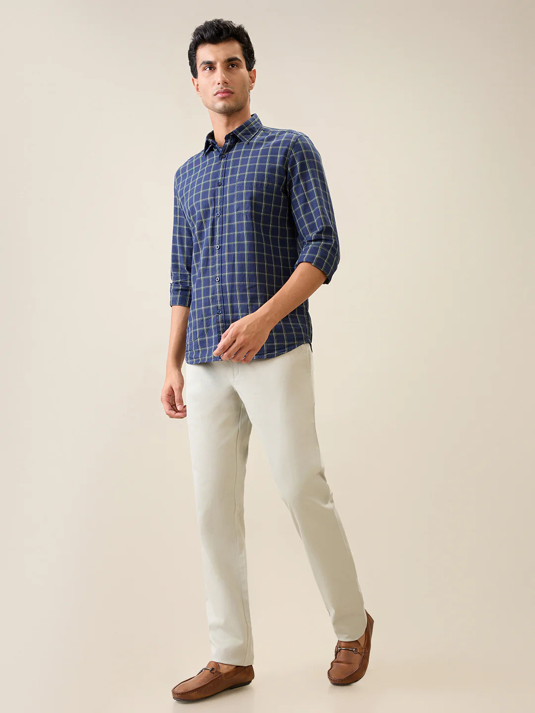Parx Men Green Printed Low Rise Tapered Fit Cotton Blend Trouser - Image 5