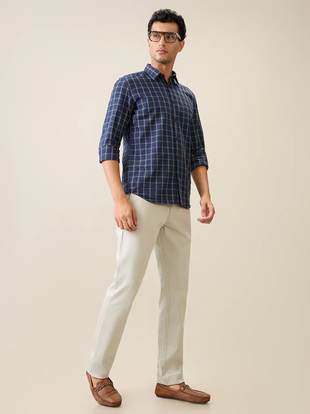 Parx Men Green Printed Low Rise Tapered Fit Cotton Blend Trouser - Image 6