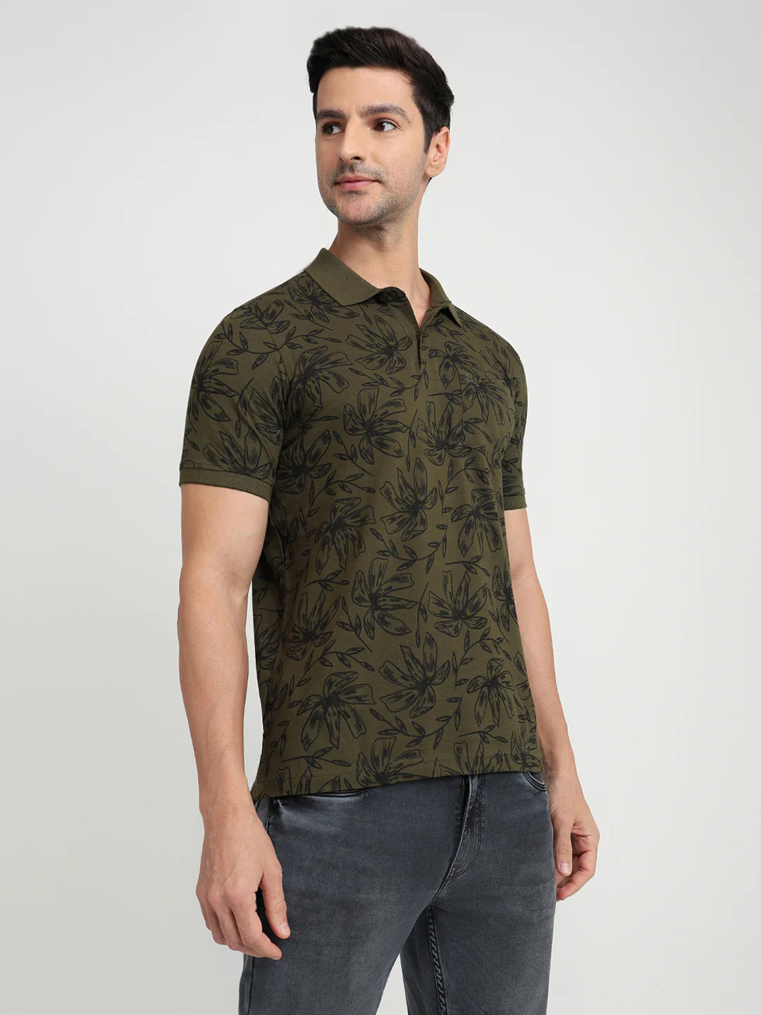 Parx Men Green Printed Regular Fit Cotton Half Sleeve T-Shirt - Image 3
