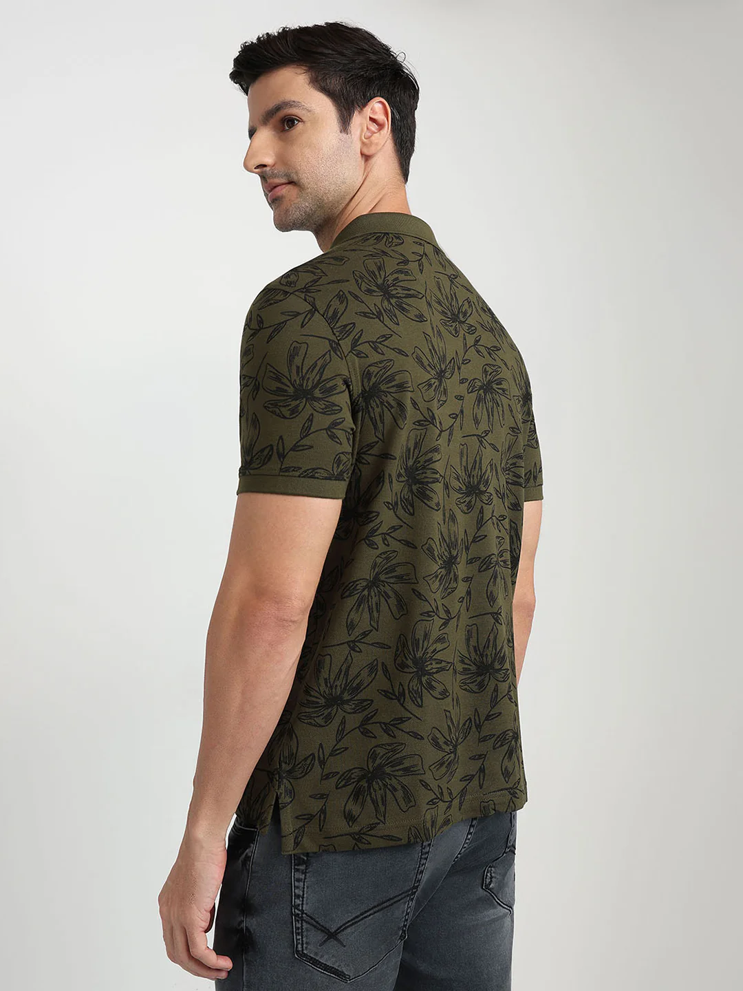 Parx Men Green Printed Regular Fit Cotton Half Sleeve T-Shirt - Image 4