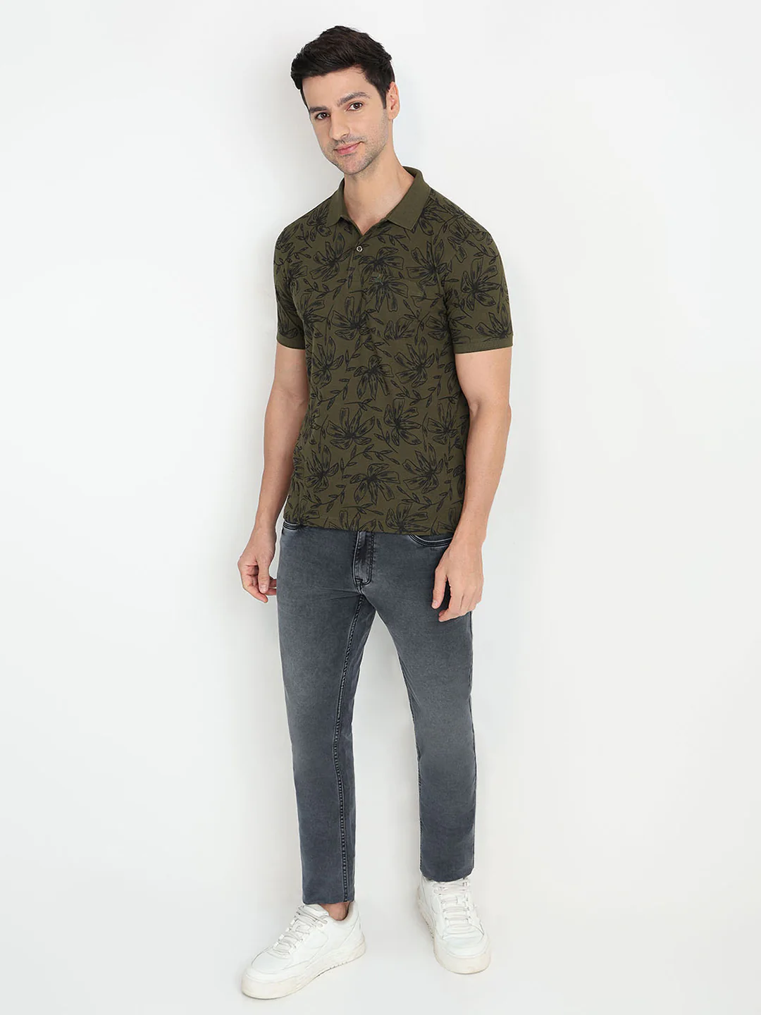 Parx Men Green Printed Regular Fit Cotton Half Sleeve T-Shirt - Image 5