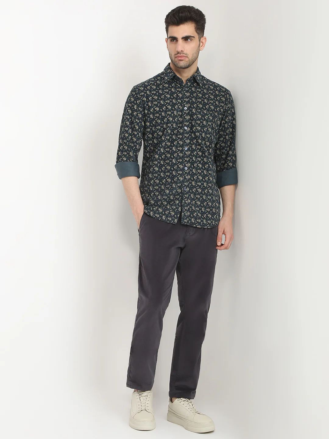 Parx Men Green Printed Slim Fit Cotton Casual Shirt - Image 5