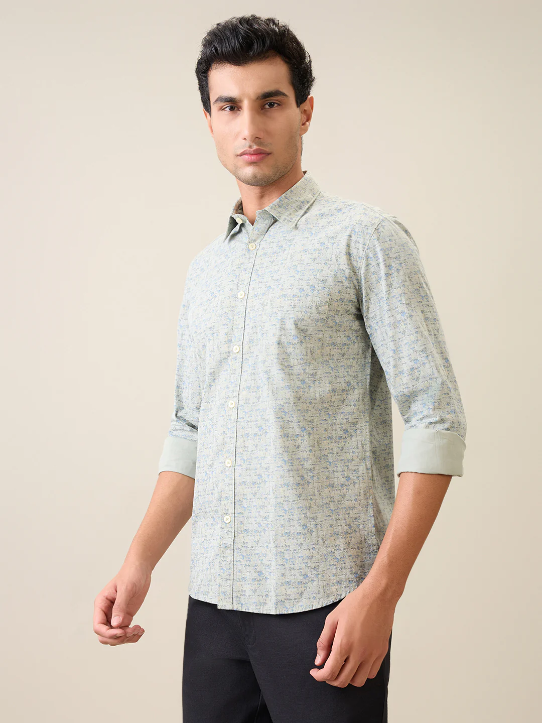Parx Men Green Printed Slim Fit Cotton Casual Shirt - Image 2