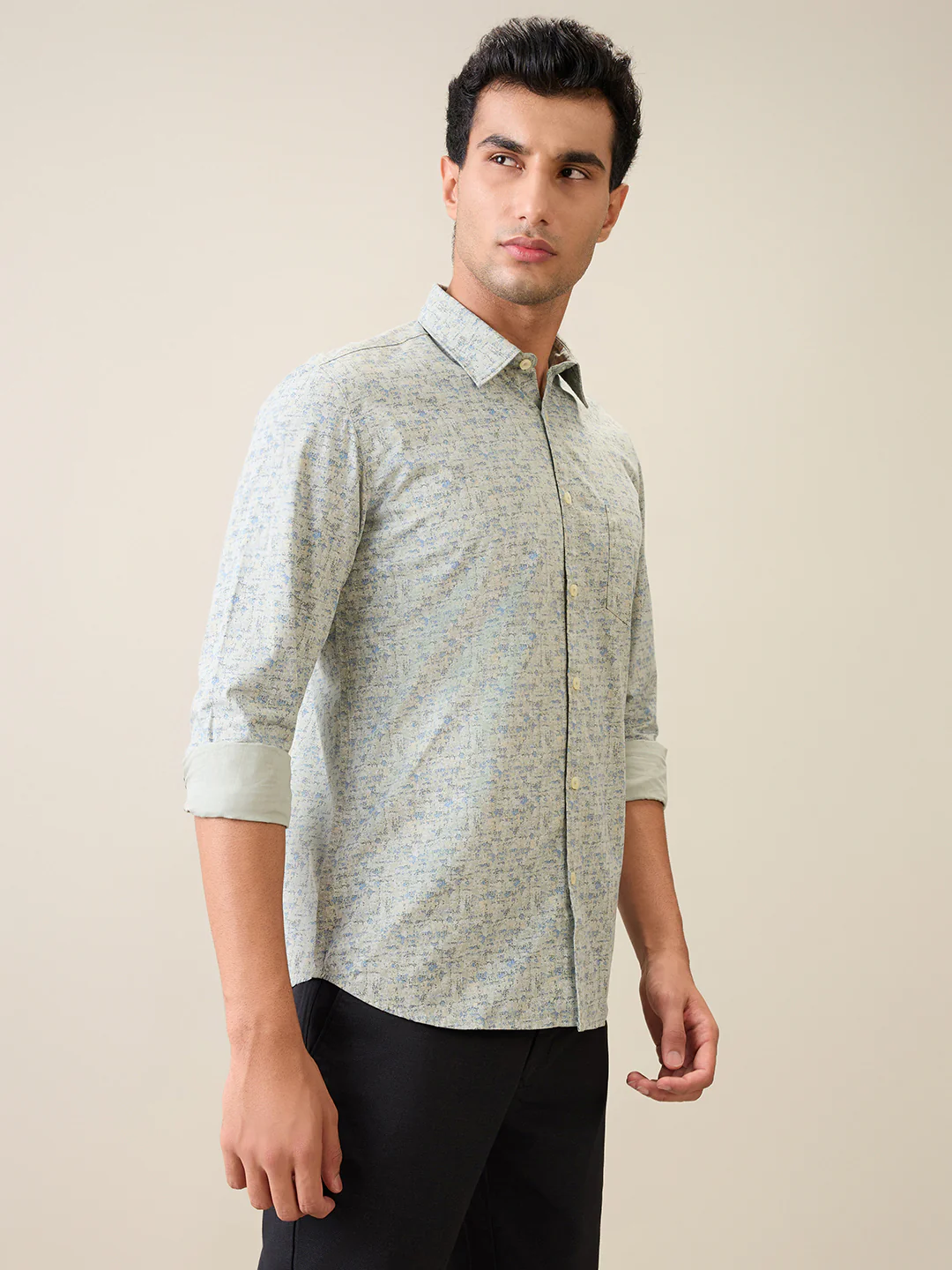 Parx Men Green Printed Slim Fit Cotton Casual Shirt - Image 3