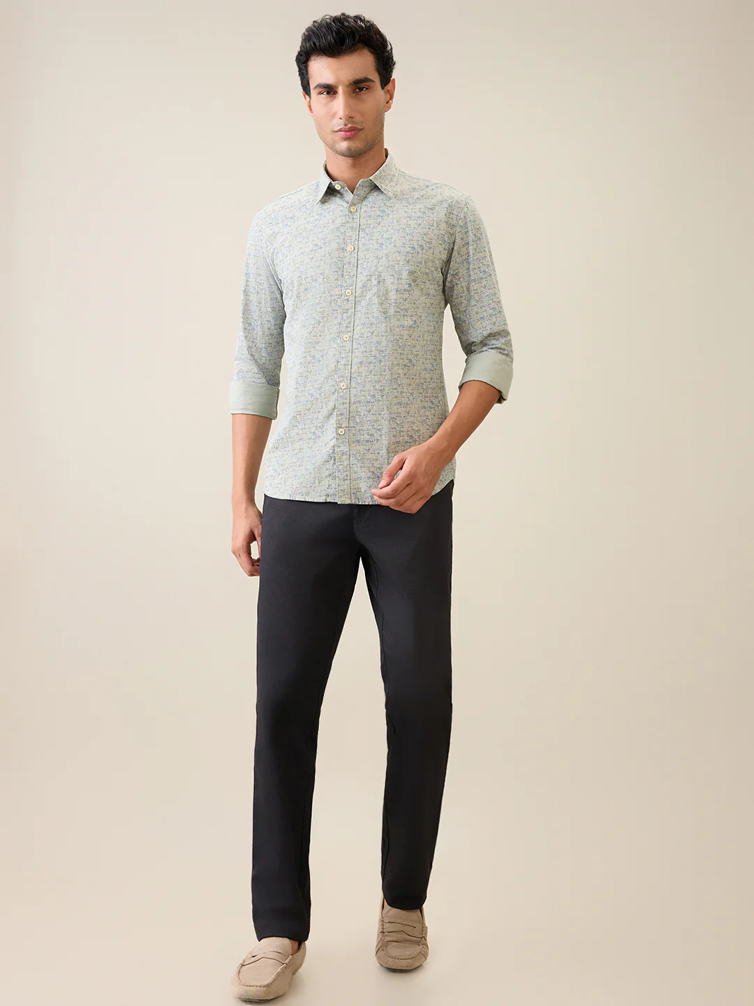 Parx Men Green Printed Slim Fit Cotton Casual Shirt - Image 5