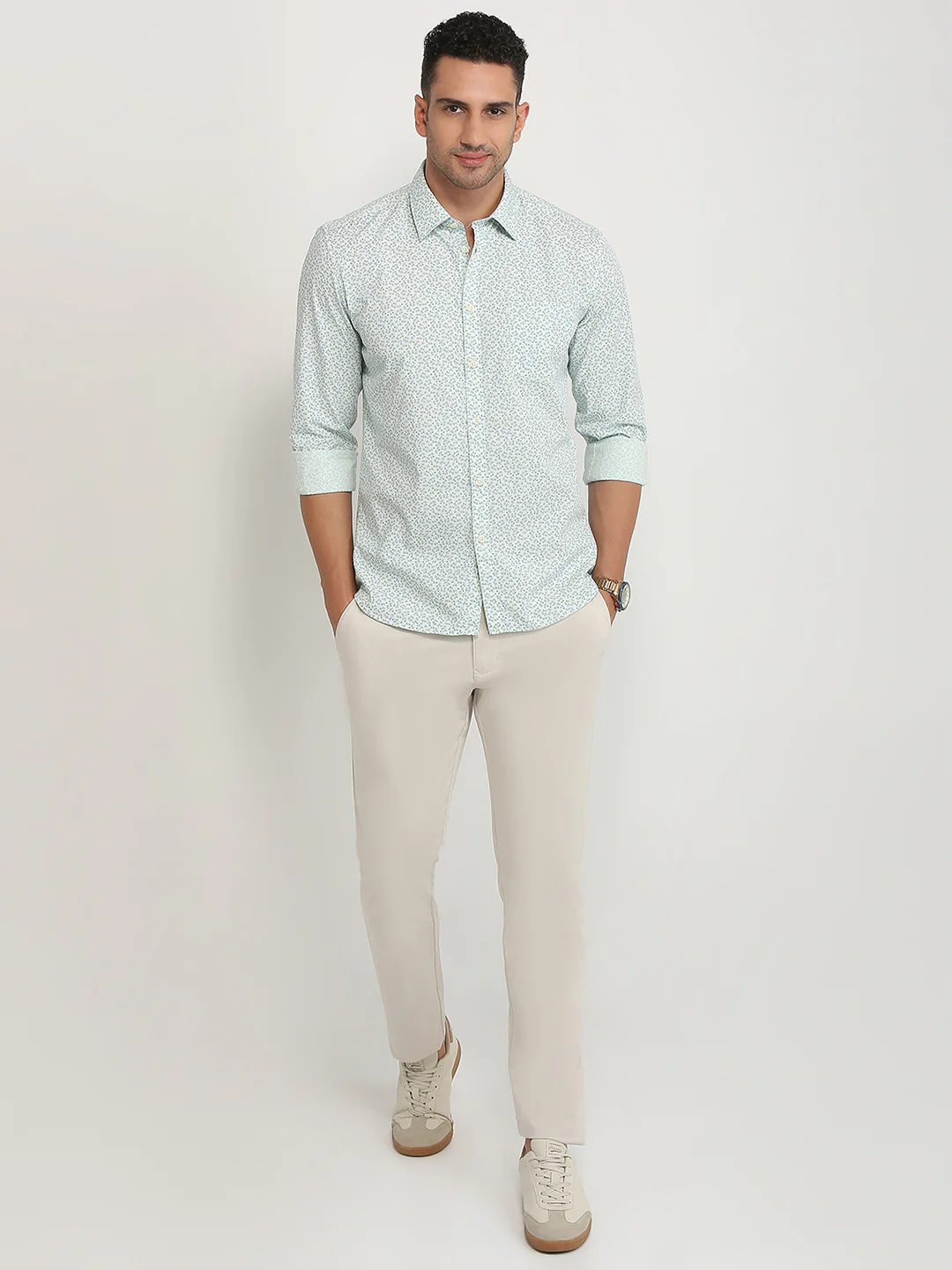 Parx Men Green Printed Slim Fit Cotton Casual Shirt - Image 5