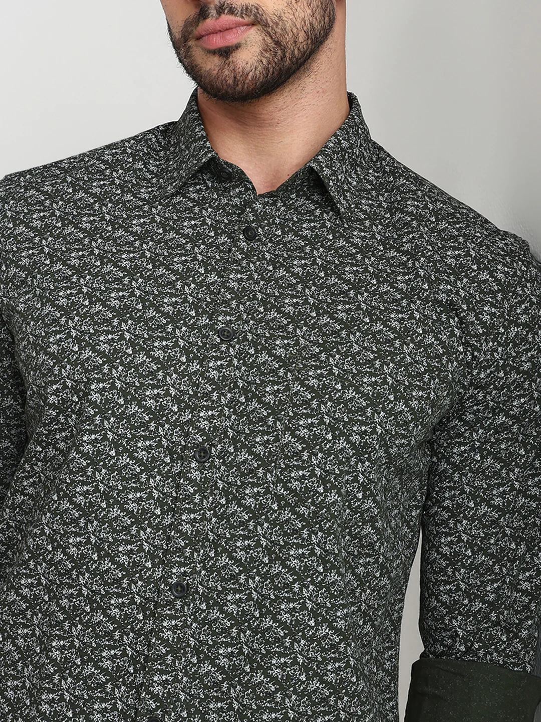Parx Men Green Printed Slim Fit Cotton Casual Shirt - Image 6