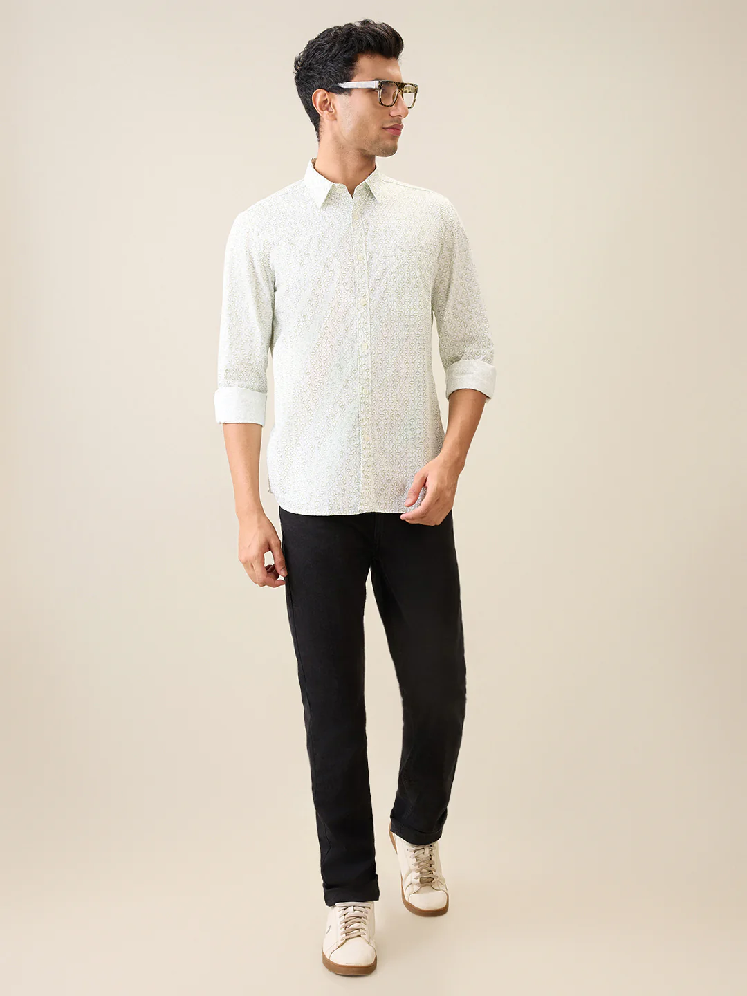Parx Men Green Printed Slim Fit Cotton Casual Shirt - Image 6