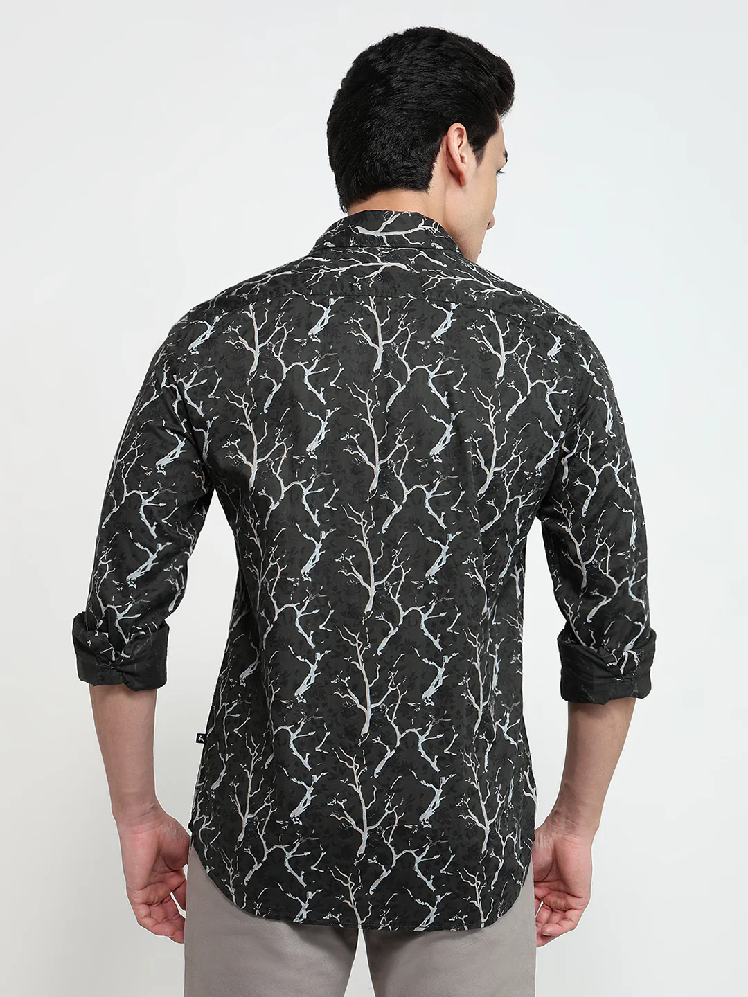 Parx Men Green Printed Slim Fit Cotton Casual Shirt - Image 4