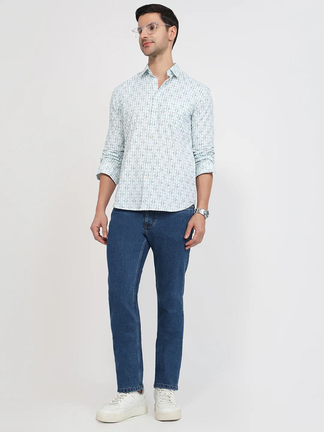 Parx Men Green Printed Slim Fit Cotton Casual Shirt - Image 5