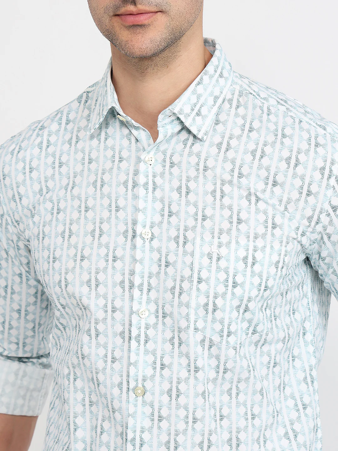 Parx Men Green Printed Slim Fit Cotton Casual Shirt - Image 6
