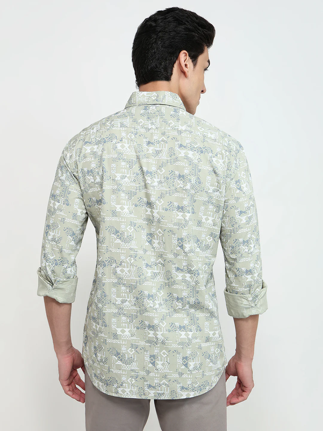 Parx Men Green Printed Slim Fit Cotton Casual Shirt - Image 4
