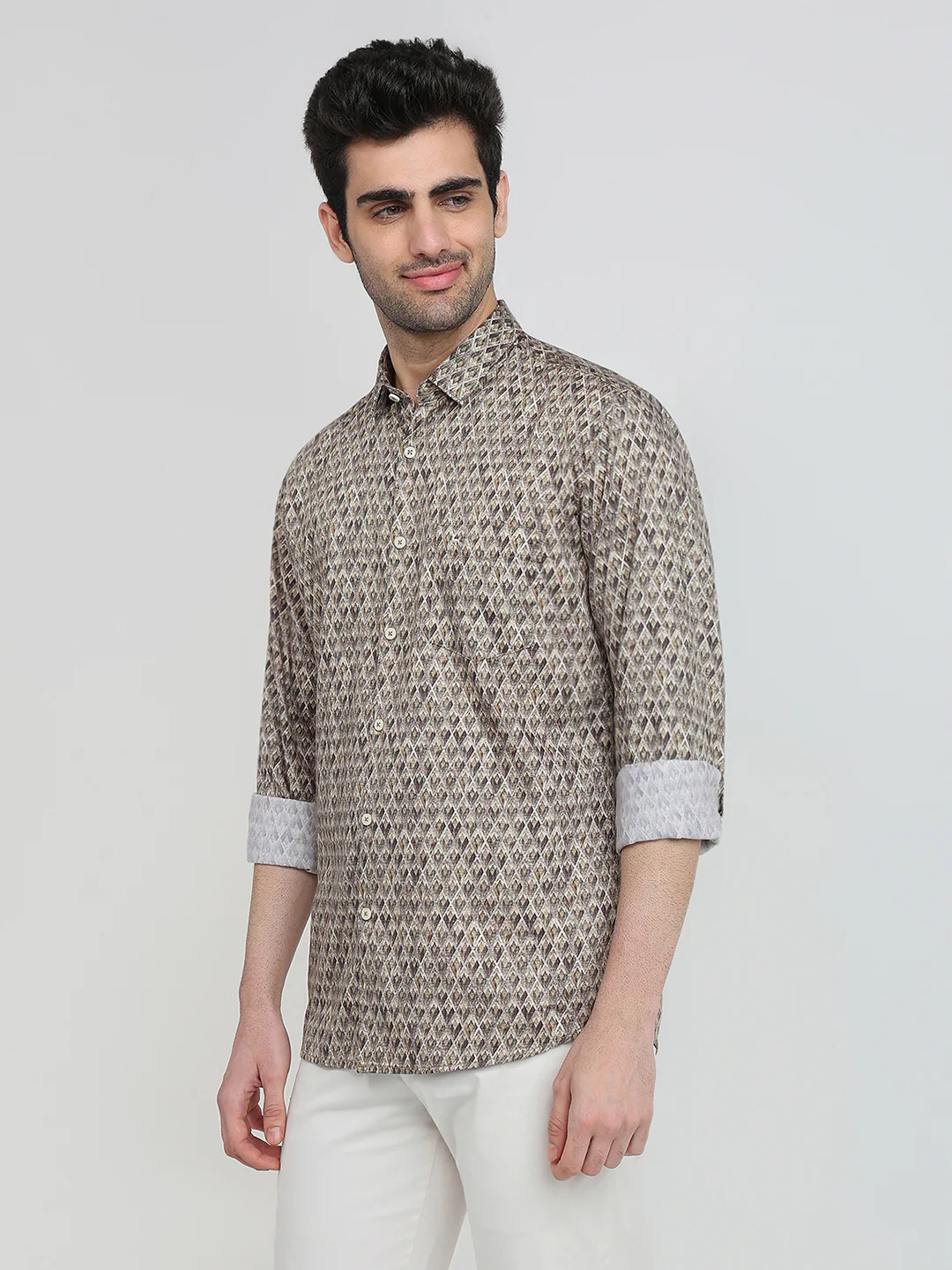 Parx Men Green Printed Slim Fit Cotton Casual Shirt - Image 2