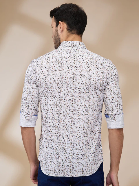 Parx Men Green Printed Slim Fit Cotton Shirt - Image 4