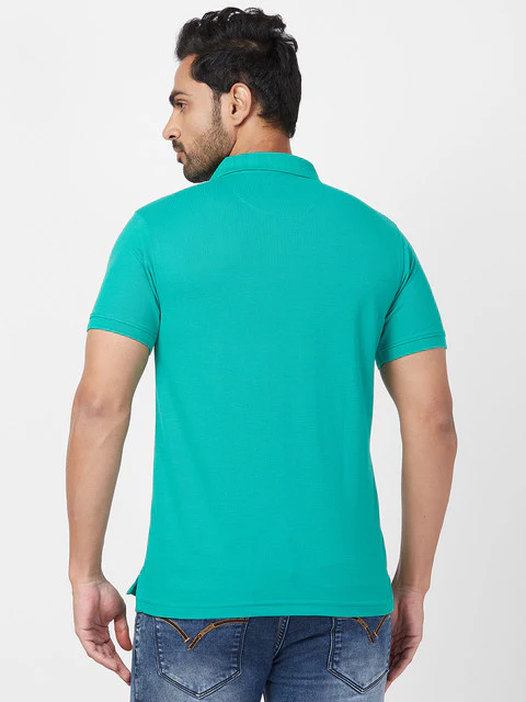 Parx Men Green Regular Fit Solid Polo Neck T-Shirt - Image 4