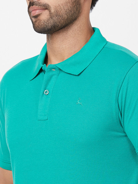 Parx Men Green Regular Fit Solid Polo Neck T-Shirt - Image 6